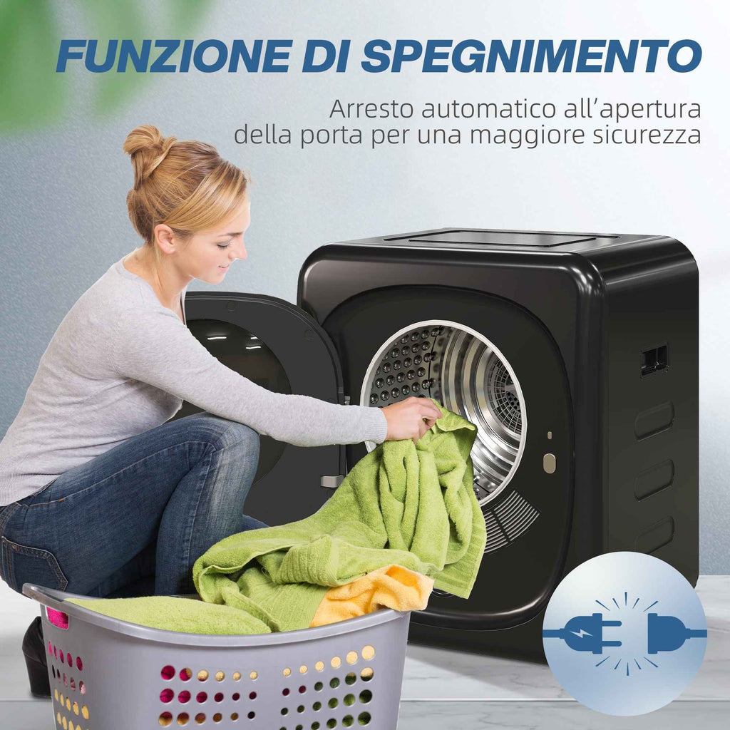4kg Load Air Dryer with Timer and Smart Program, Stainless Steel and ABS, 48x40x56 cm, Black