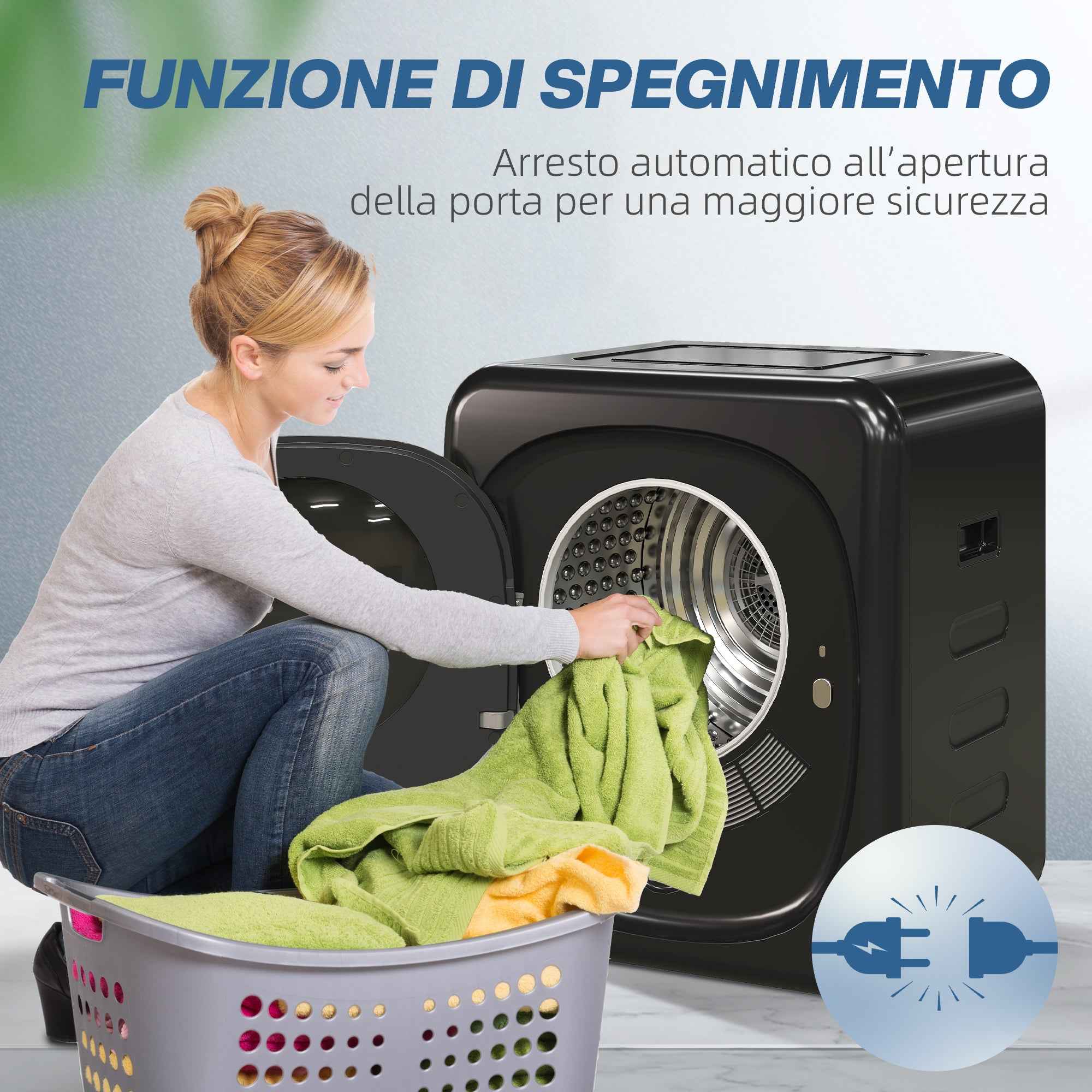 4kg Load Air Dryer with Timer and Smart Program, Stainless Steel and ABS, 48x40x56 cm, Black