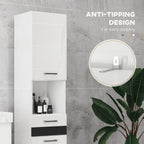 Kleankin Bathroom column in MDF with open shelf, drawer and locked locker, 37x32.5x170 cm, white - Borgè