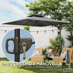 Arm Umbrella 2.5x2.5 m with Fillable Base, Crank and Tilting Head, Dark Gray