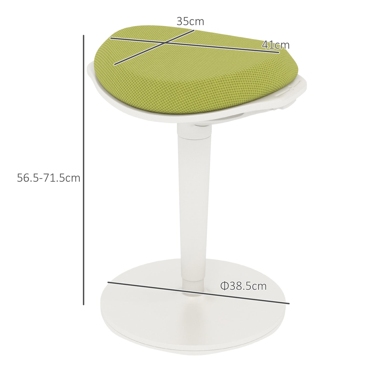 HOMCOM Ergonomic and Padded Stool with Adjustable Height with 5° Inclination, 42.5x35.5x56.5-71.5 cm, Green