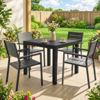 Outsunny Extendable Garden Table for 4-6 People with Slatted Top, Aluminum, 80/160x80x75 cm, Black