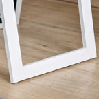 Full Length Mirror with Folding Stand and Mounting Holes, Wood and Glass, 37x37x154 cm, White
