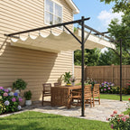 Outsunny Gazebo Pergola 3x3 m with Sliding Roof and Drainage Holes, Cream