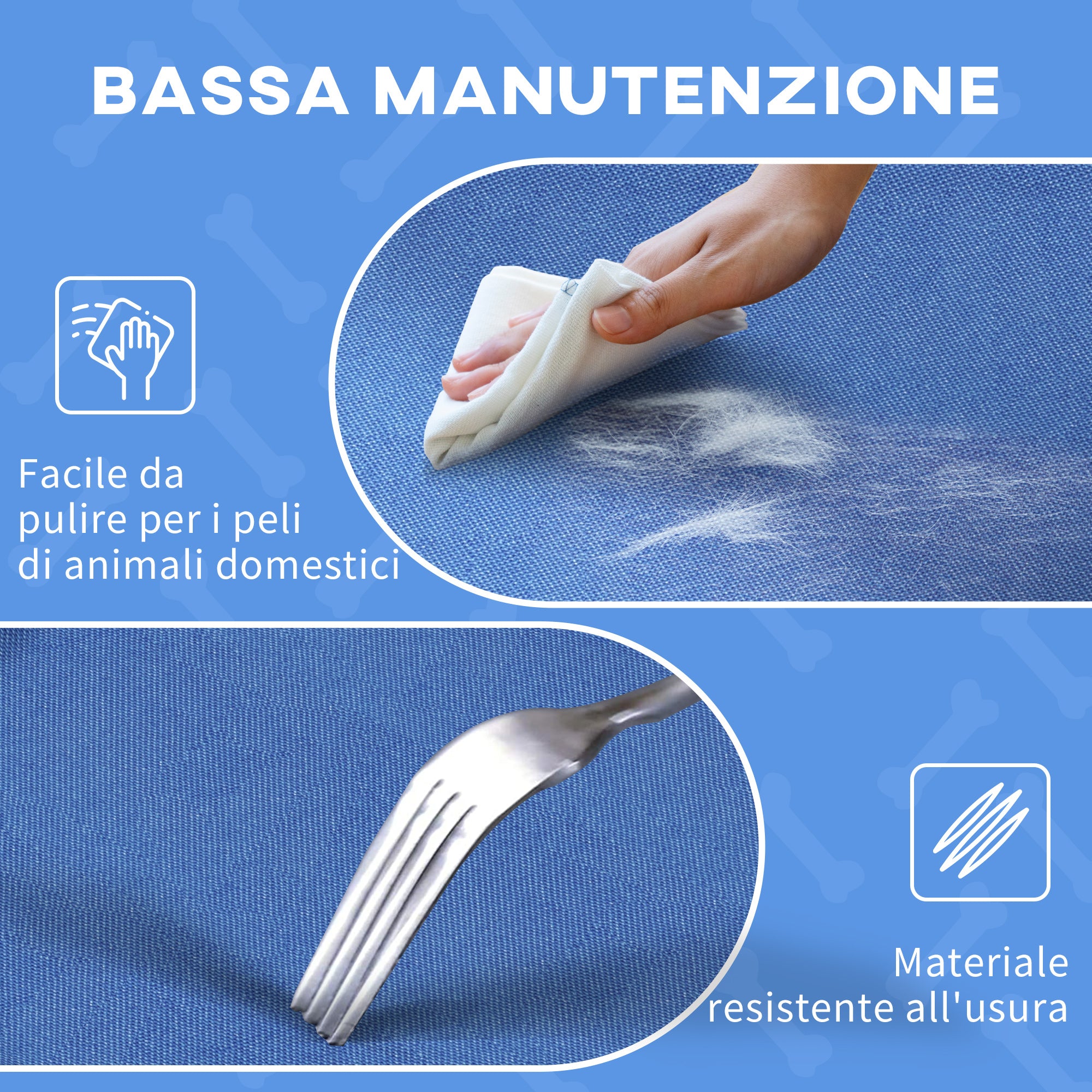 Foldable Raised Dog Bed for Indoor and Outdoor Use in Metal and Oxford Fabric, 76x61x18 cm, Blue