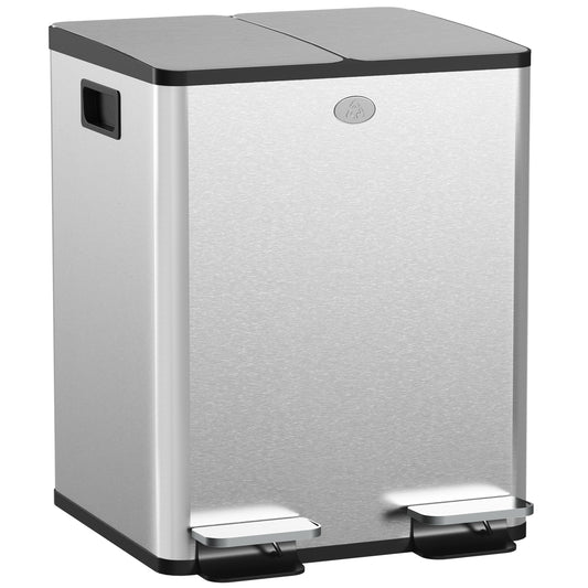 Section Dustbin with Silent Closure, Stainless Steel and PP, 45.8x36x51.6 cm