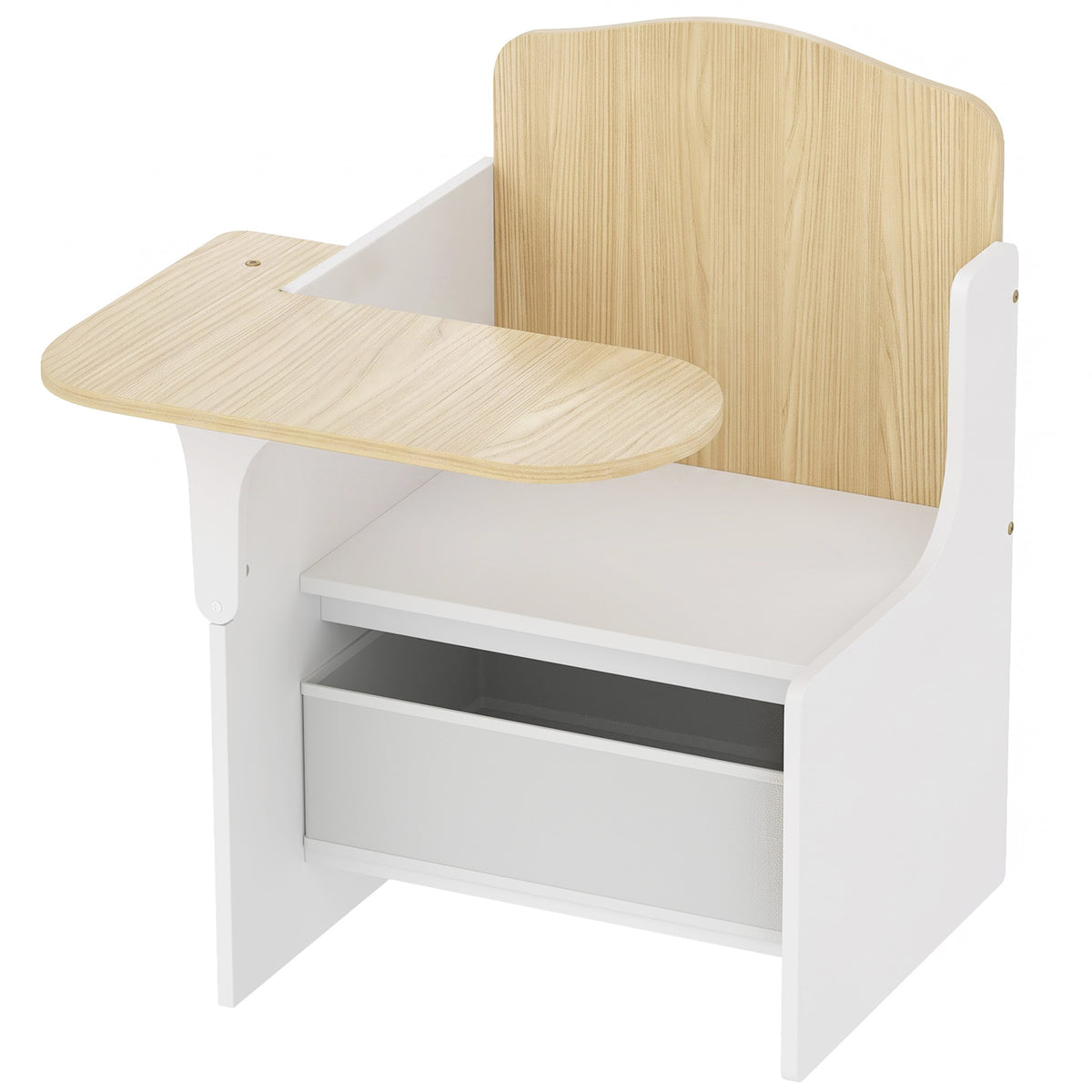 AIYAPLAY Children's Table and Chair Set for 3-5 Years Old in MDF Wood with Heart Patterns, Integrated Storage, White