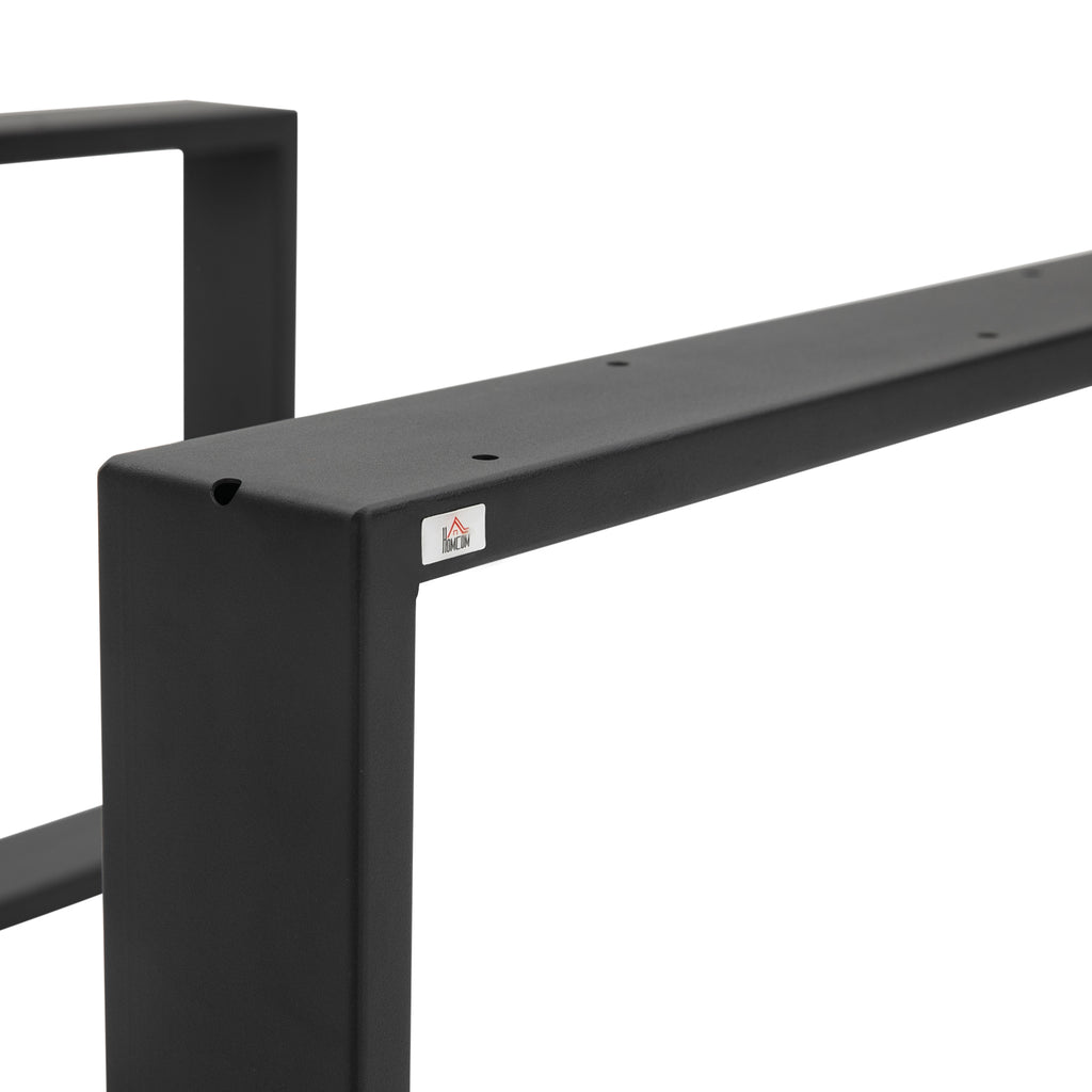 HOMCOM Set of 2 Industrial Style Rectangular Steel Coffee Table Legs, 60 kg Capacity, 70 x 8 x 41 cm, Black