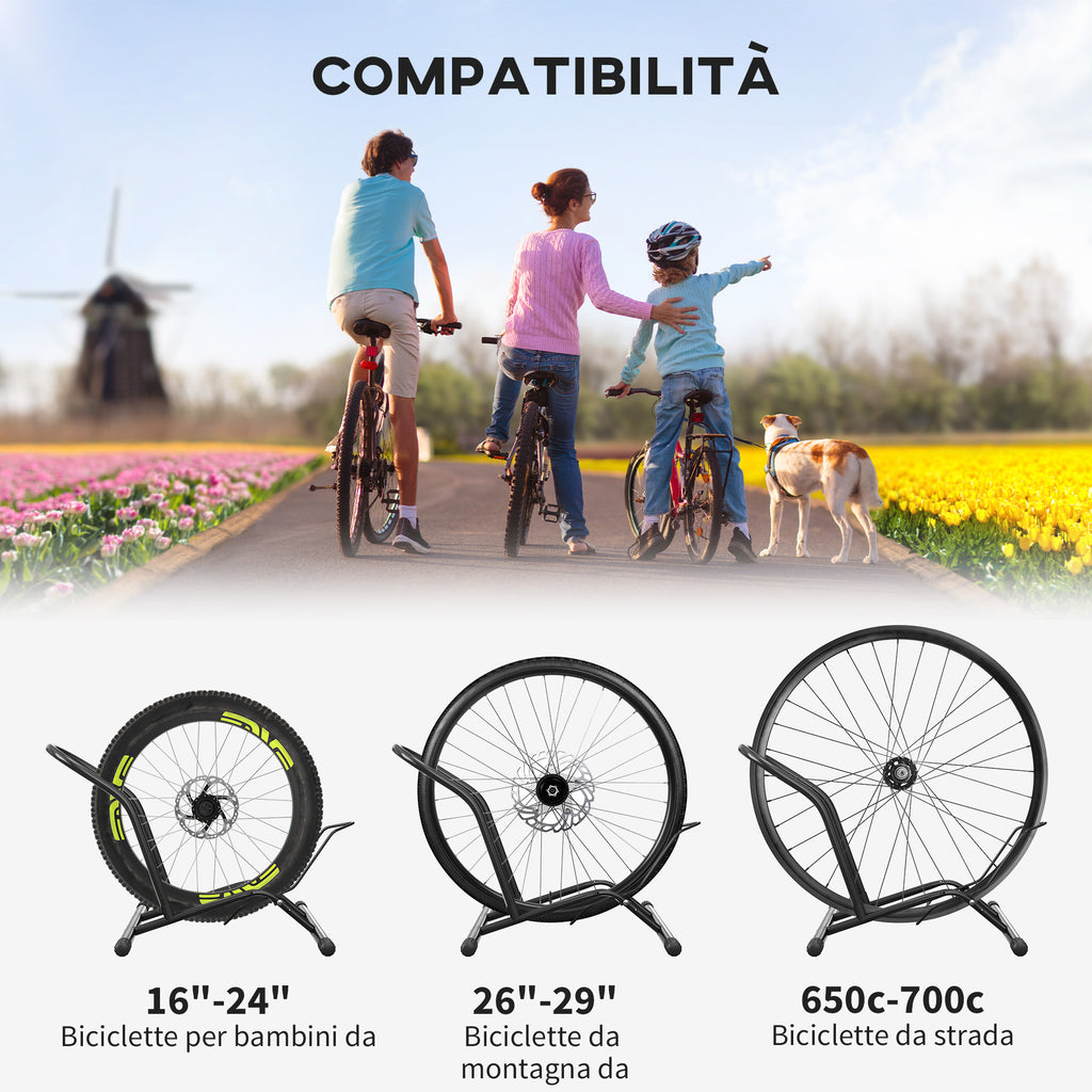 SPORTNOW Bike Rack for Tires < 8.5 cm in Steel, 59x41x38 cm, Black