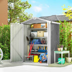 Outsunny 1.1m² Steel Garden Shed with Lockable Double Doors, 133x87x178cm, Silver Grey