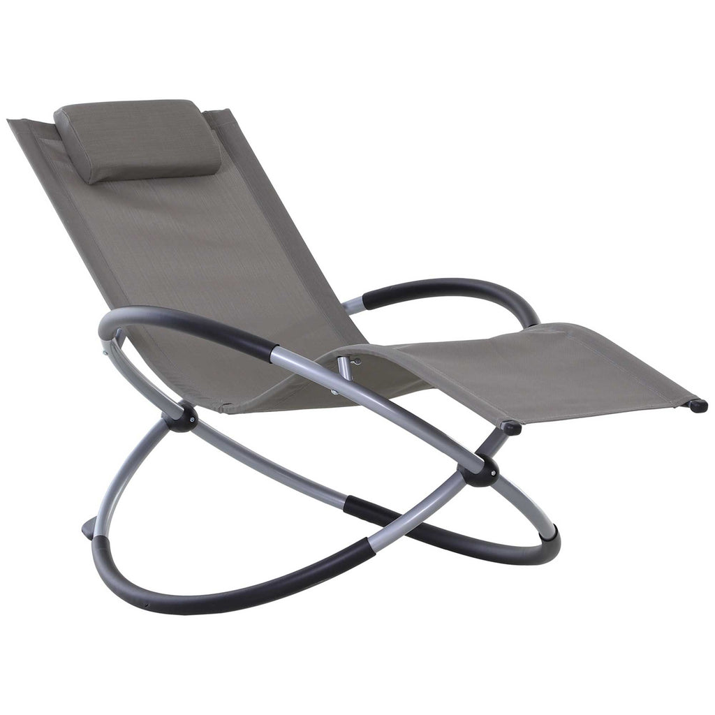 Outsunny Rocking Chair Modern Design for Indoor and Outdoor Use Textilene 154x80x84cm Grey