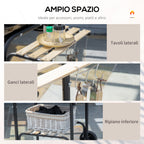 Charcoal Barbecue with Lid, Shelves and Wheels, Complete with Spatula, Tongs and Knife, Black