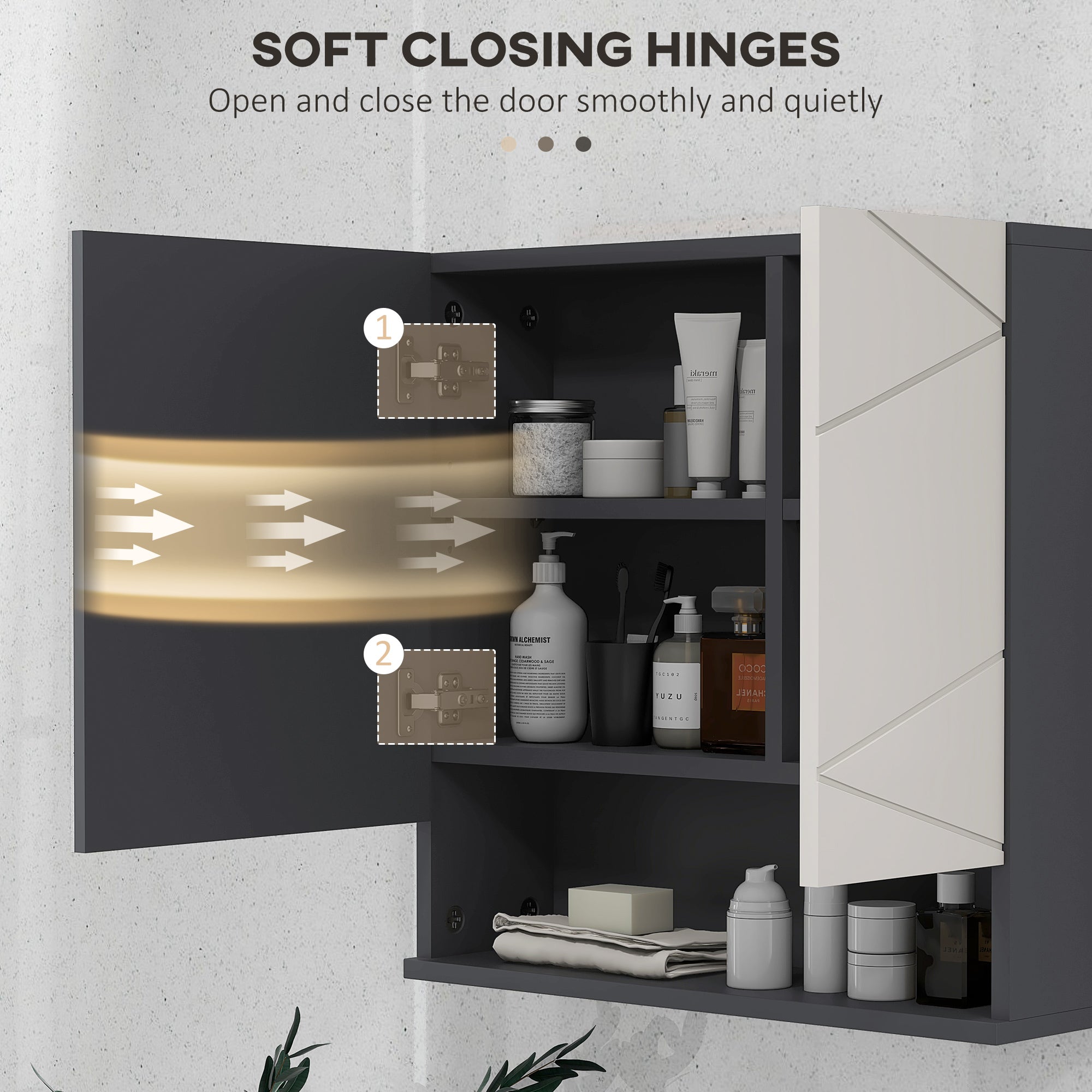 kleankin Cabinet with 2-Door Bathroom Mirror and Adjustable Wooden Shelves, 55x17x55cm, Gray - Borgè
