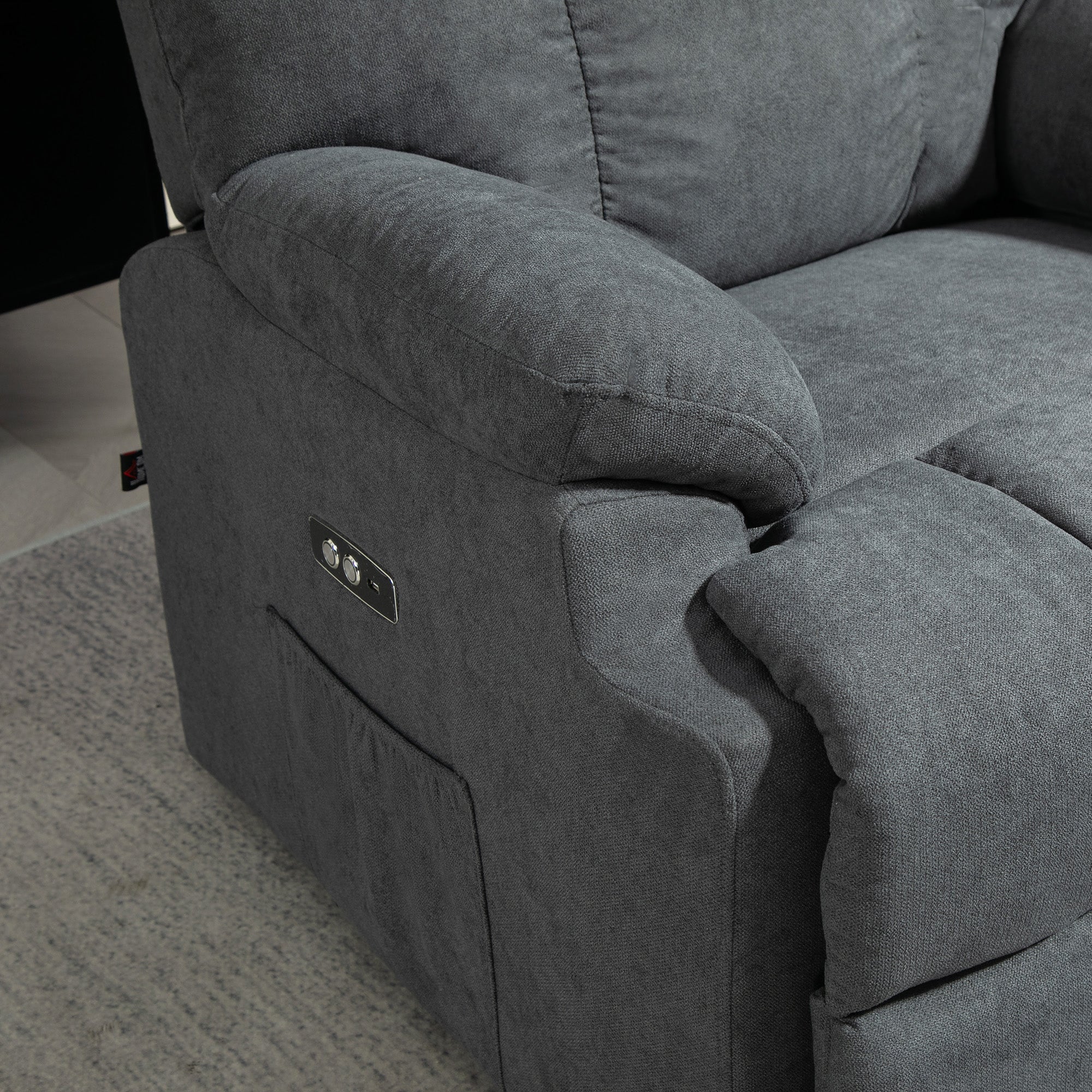 Lift Chair with Footrest, in Linen Effect Fabric, 84x96x100 cm, Dark Grey