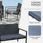 4-Piece Outdoor Lounge Set with 2 Chairs, Sofa and Coffee Table, Garden Furniture in Rattan and Black Steel - Borge' Group Limited