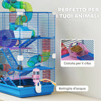 5-Level Hamster Cage with Tubes, Wheel, Ladders, House and Bottle, 46x30x58 cm