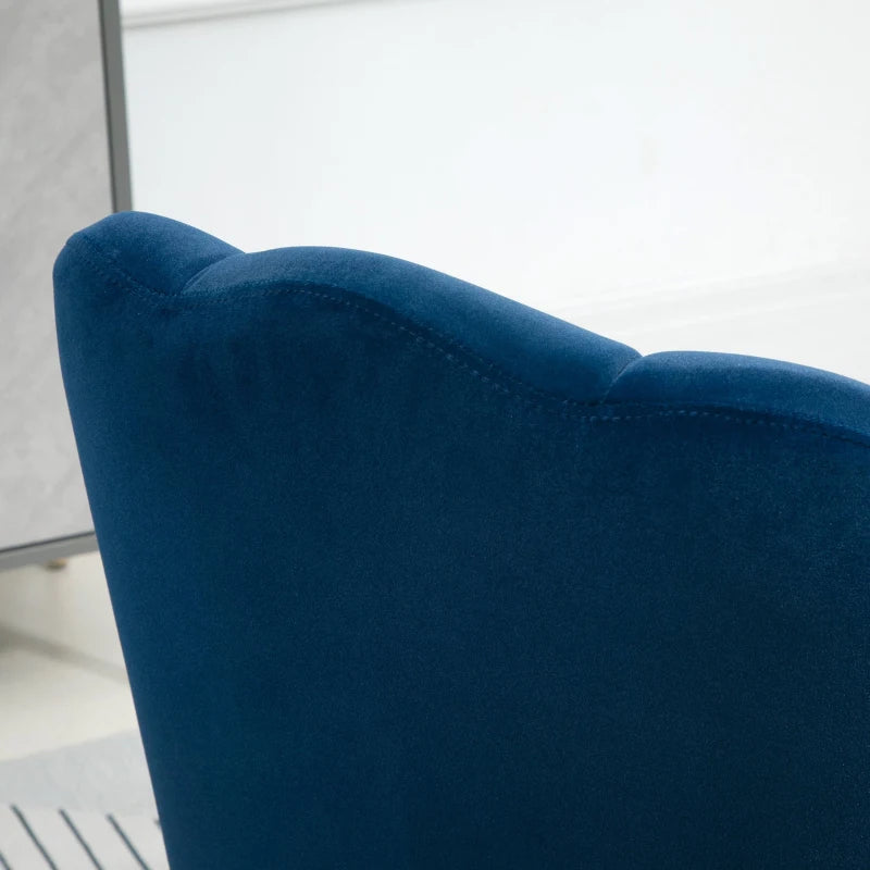 Art Deco Style Velvet Upholstered Chair with Shell Backrest for Bedroom and Living Room, 63x65x84cm