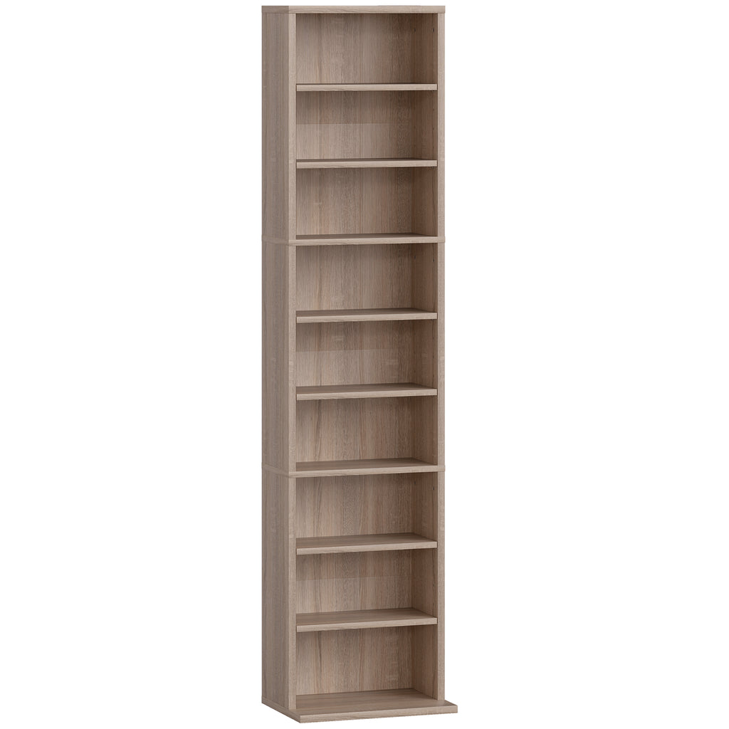 HOMCOM CD Storage Rack with 6 Adjustable Shelves, 260 CDs/120 DVDs Capacity, 33x24x140 cm, Wood Color