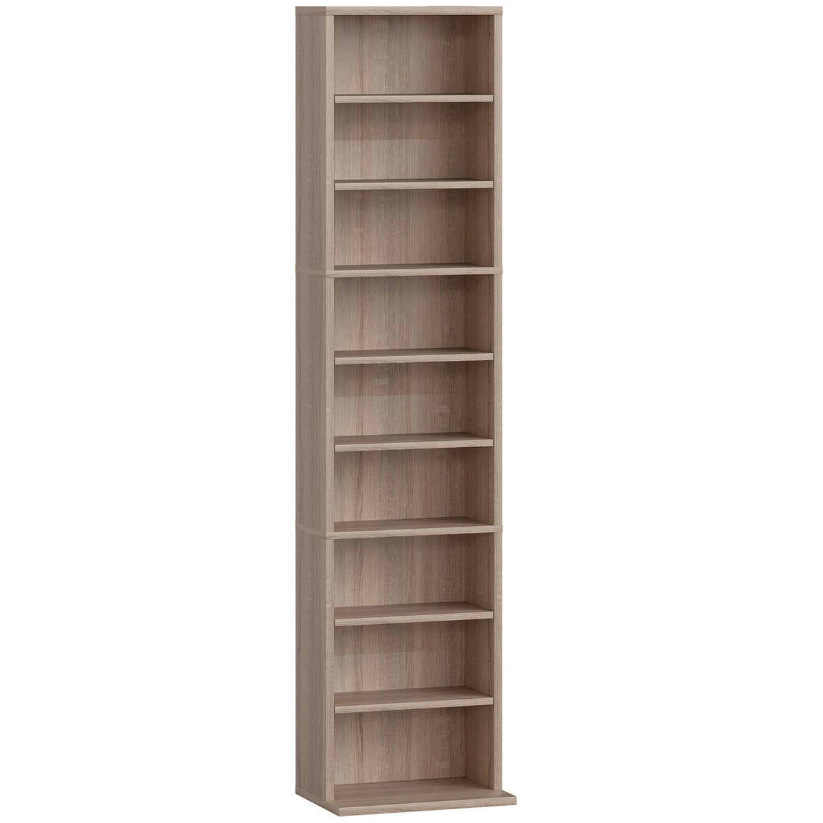 HOMCOM CD Storage Rack with 6 Adjustable Shelves, 260 CDs/120 DVDs Capacity, 33x24x140 cm, Wood Color