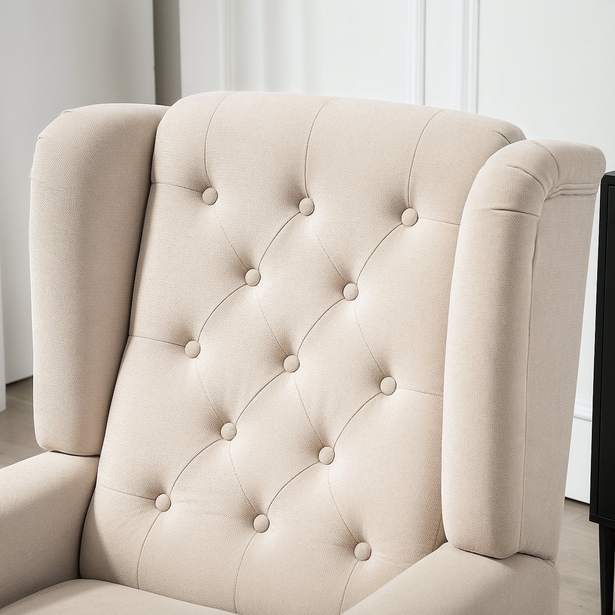 French Style Living Room Armchair with Padded Seat and Cushions, Polyester, 74x86x102 cm, Beige