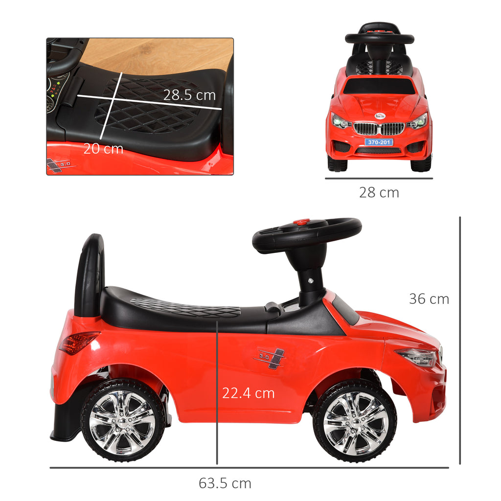 Kids Ride-On Toy Car with Steering Wheel, Headlights and Music, Age 18-36 Months, Red