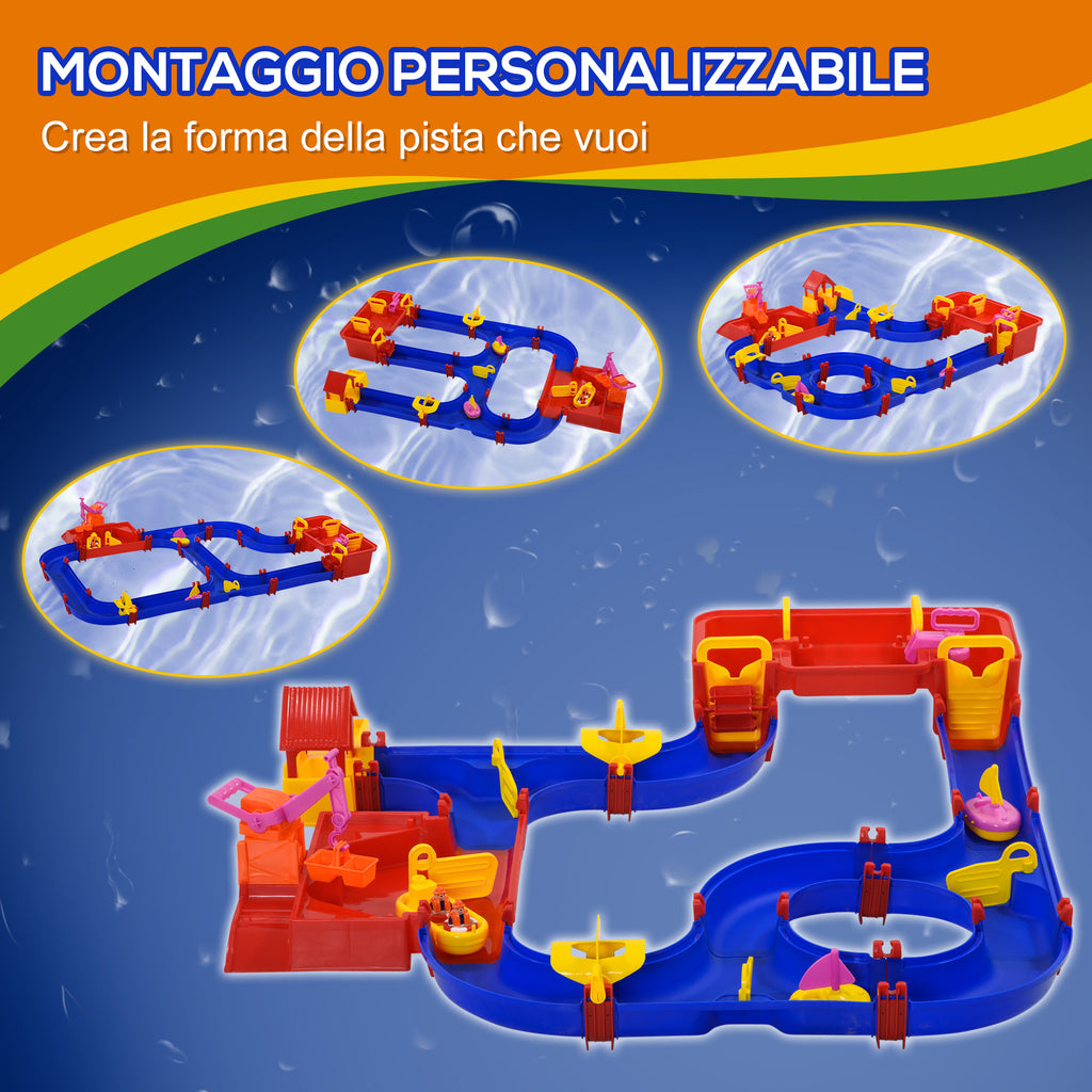 Aquatic Playset 78 Pieces with Water and Sand for Children 3-6 Years, 123x111x7cm, Blue and Red