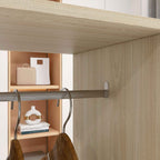 HOMCOM Wardrobe with Wheels, 2 Rods, and 3 Open Shelves, Made of Wood and Aluminum, 120x40x128 cm, Wood Color