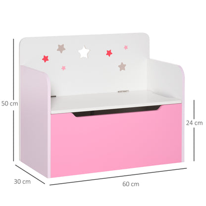 HOMCOM Storage Bench with Wooden Backrest for Children from 3-6 Years, 60x30x50 cm, Pink