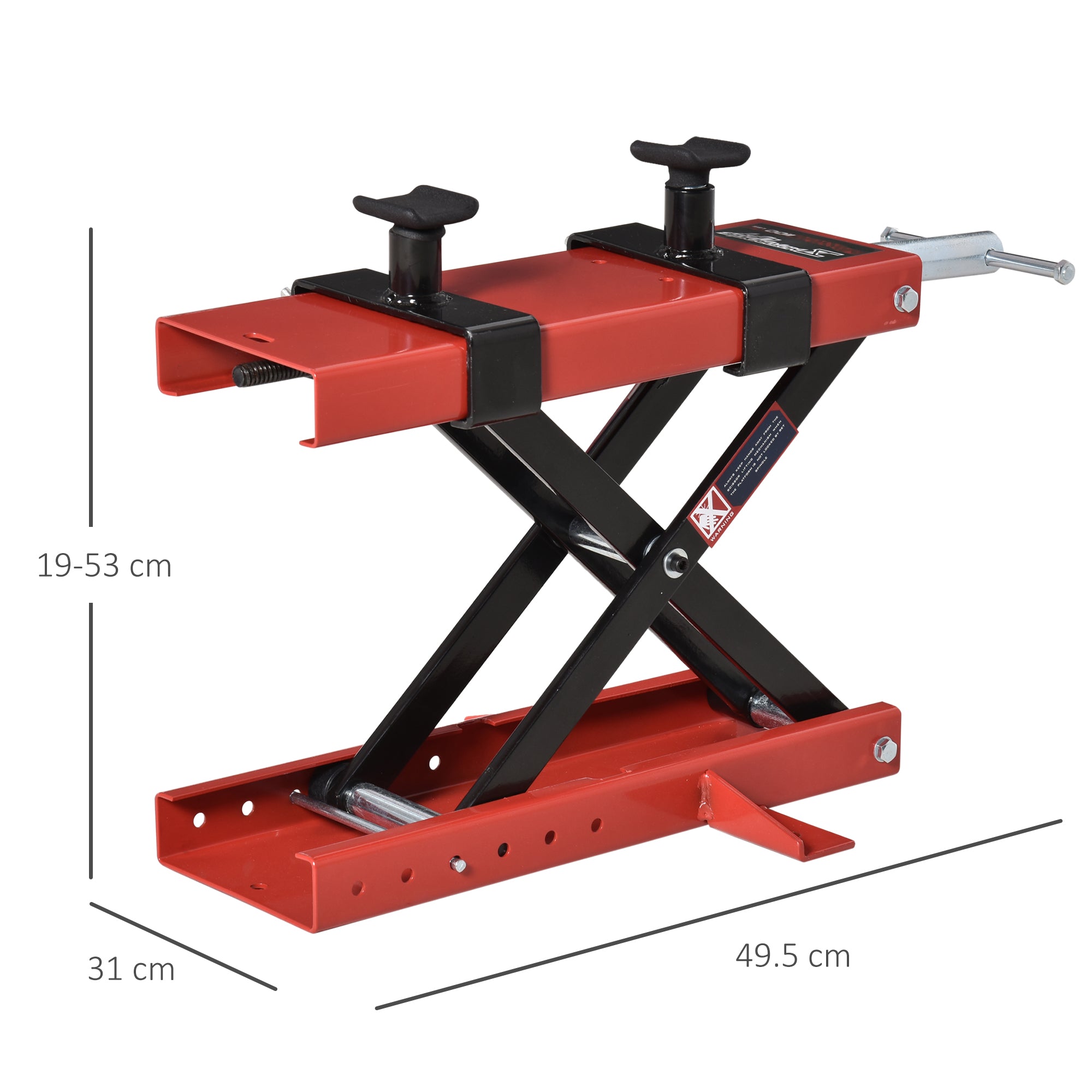 Scissor Motorcycle Lift, Adjustable Central Motorcycle Stand Up to 500kg in Red Metal