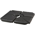 4-Piece HDPE Umbrella Base, Fillable with Water and Sand max 18kg, 103x103x8.3 cm, Black - Borge' Group Limited