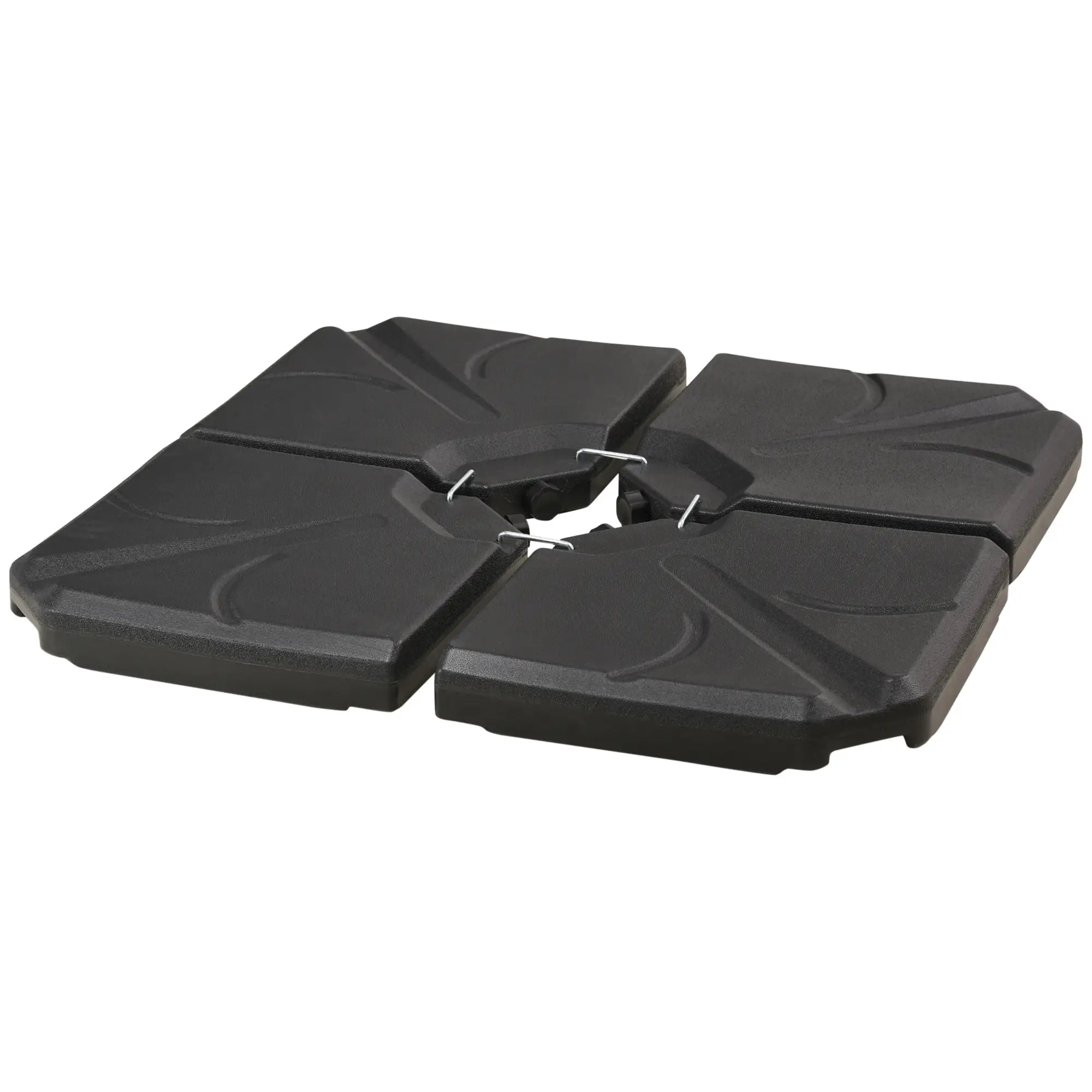 4-Piece HDPE Umbrella Base, Fillable with Water and Sand max 18kg, 103x103x8.3 cm, Black - Borge' Group Limited
