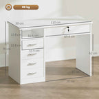HOMCOM Wooden Desk for Bedroom or Office with 2 Drawers and 2 Keys, 110x50x76cm - White