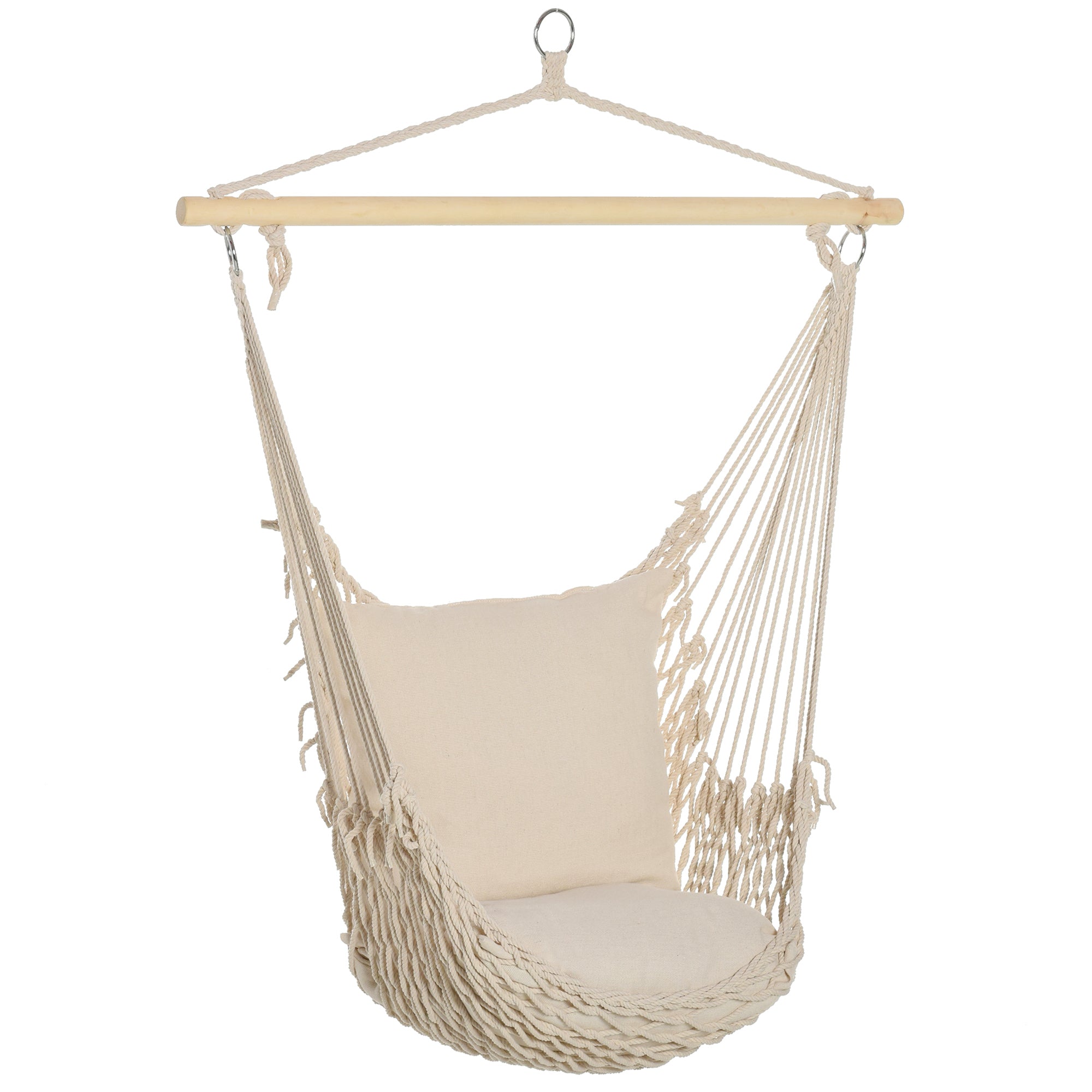 Outsunny Shabby Chic Indoor/Outdoor Rope Garden Hammock, White