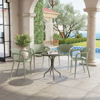 Set of 4 Stackable Garden Chairs in PP with Modern Design with Armrests 60x56x75 cm, Green