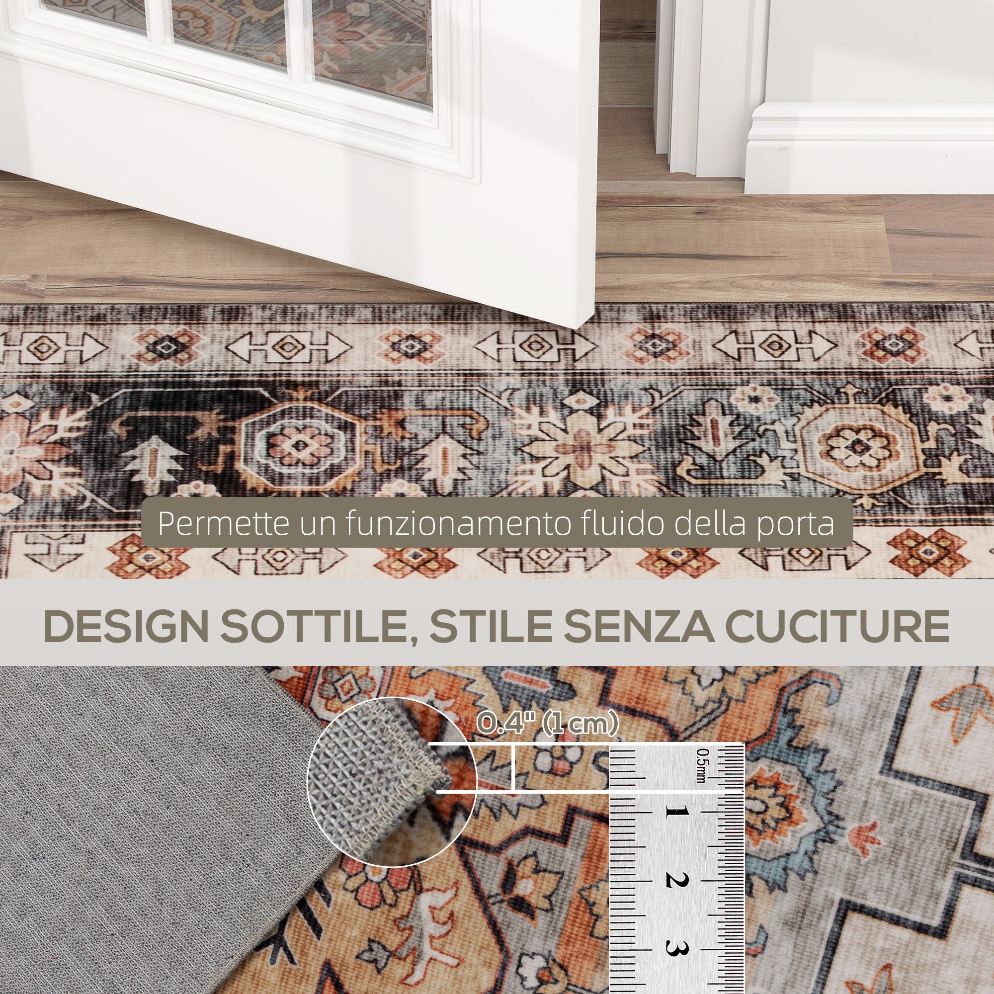 Bohemian Rug Non-Slip and Washable Short Pile for Living Room and Bedroom, 230x160 cm, Brown
