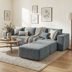 Modular Corner Sofa in Velvet Fabric with Cushions, 294x165x70 cm, Dark Grey