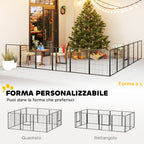 Dog Fence with 12 Modular Panels of 68x1.5x80cm in Black Steel with Entrance Door