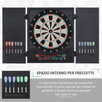 Electronic Dartboard with Automatic Scoring, 12 Darts and 6 Displays, 51x6.5x57cm, Black