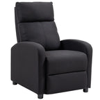 Padded Relax Chair with 135° Reclining Backrest and Removable Footrest, in Black Linen, 69x87x100.5cm