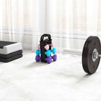 SPORTNOW Set of 6 Dumbbell Weights (2x1 kg, 2x2 kg, 2x3 kg) of 12 kg with Stand/Kettlebell, in Metal and PP Pink, Blue and Purple