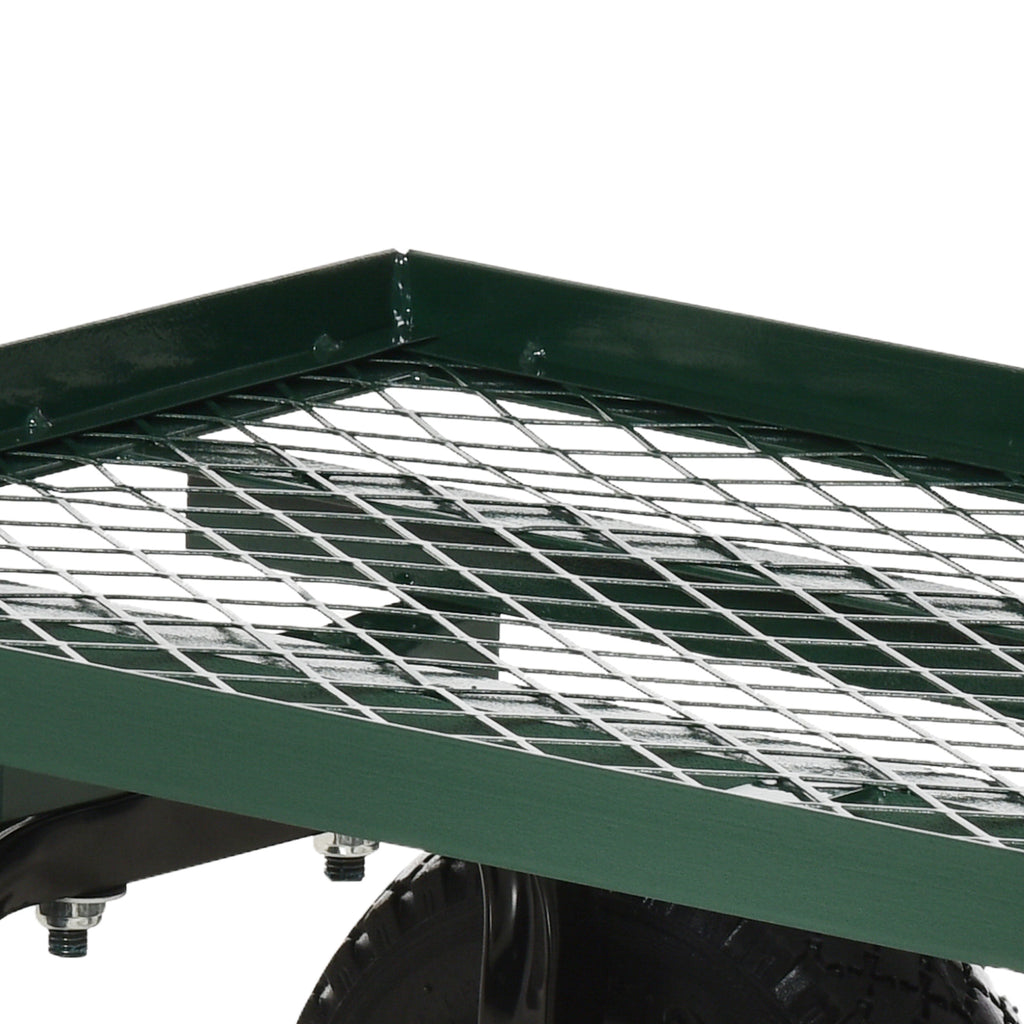 Steel Garden Trolley with 150 kg Capacity and Coated Handle, 94x48.5x100 cm, Black and Green