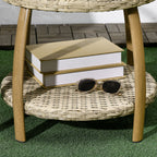 Outsunny Rattan Garden Lounge with 2 Armchairs with Cushions and Glass Table, Brown and Gray - Borgè
