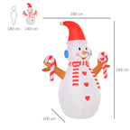 240cm Inflatable Snowman, Outdoor Christmas Decoration with LED Lights, Waterproof Polyester, IP44