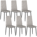 Set of 6 Modern High-Back Dining Chairs in Faux Leather and Steel, 41x50x97 cm, Grey