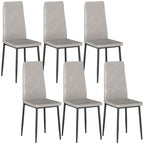 Set of 6 Modern High-Back Dining Chairs in Faux Leather and Steel, 41x50x97 cm, Grey