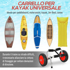 Folding Kayak Cart 25cm Tires Suitable for All Surfaces Max 70kg Aluminum 62x35x30cm