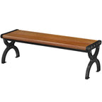 Outsunny 2-Seater Outdoor Metal Bench, 124x39x39 cm, Wood and Black