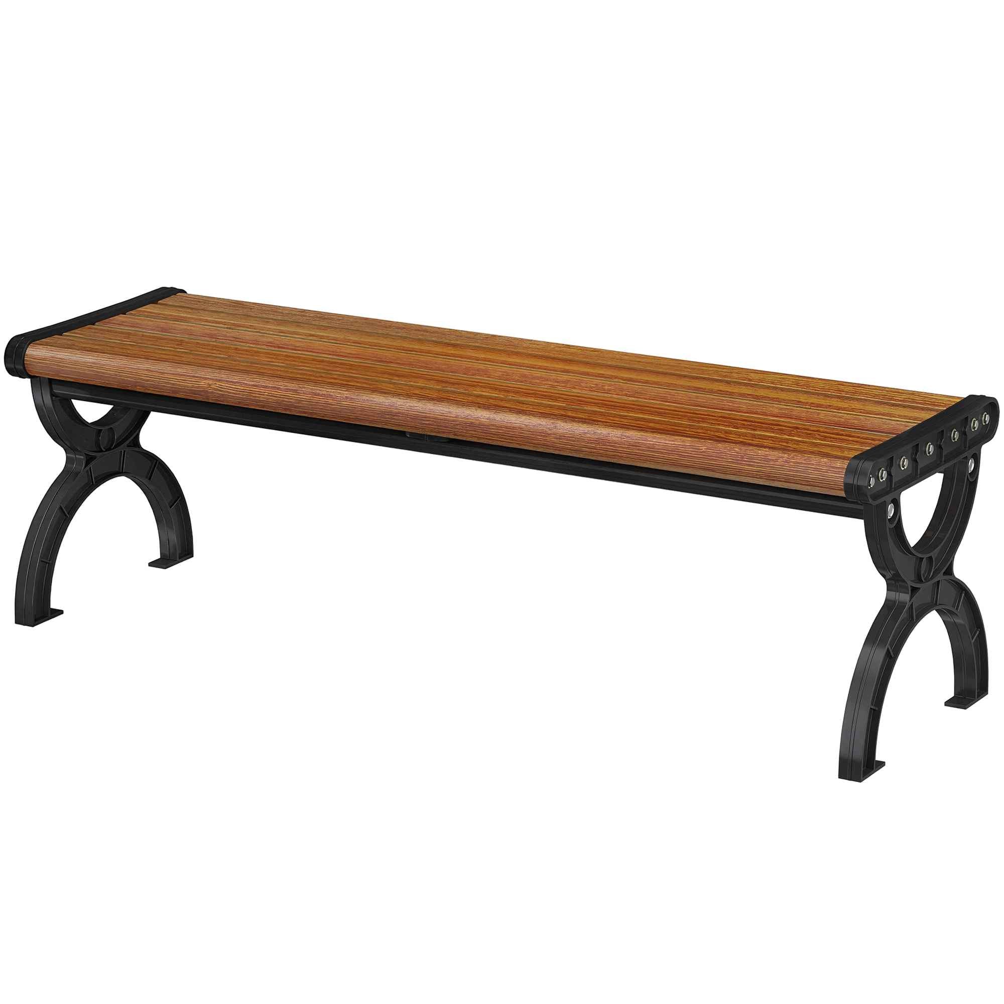 Outsunny 2-Seater Outdoor Metal Bench, 124x39x39 cm, Wood and Black