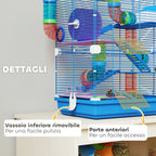 5-Level Hamster Cage with Tubes, Wheel, Ladders, House and Bottle, 46x30x58 cm