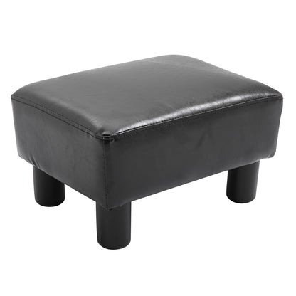 Rectangular Footstool Padded and Covered in Black Eco-Leather, 40x30x24 cm, Max. 100kg, for /Living Room/Entrance - Borgè